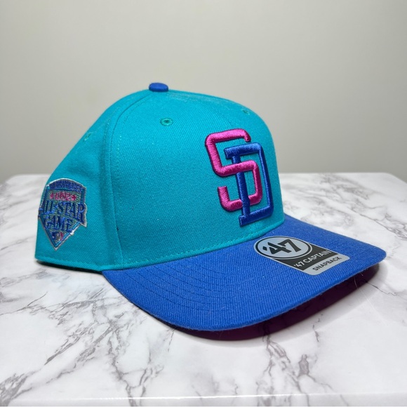 ‘47 Brand San Diego Padres SnapBack Teal and Pink MLB Genuinely Merchandise OSFA - Picture 2 of 10